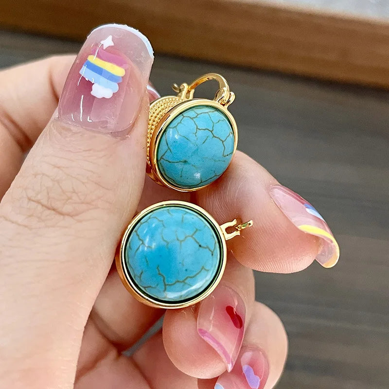 Chic Vintage Geometric Turquoise Stud Earrings
