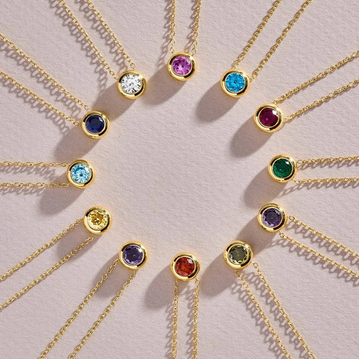 Unikt Färgglatt Födelsesten Halsband i Rostfritt Stål