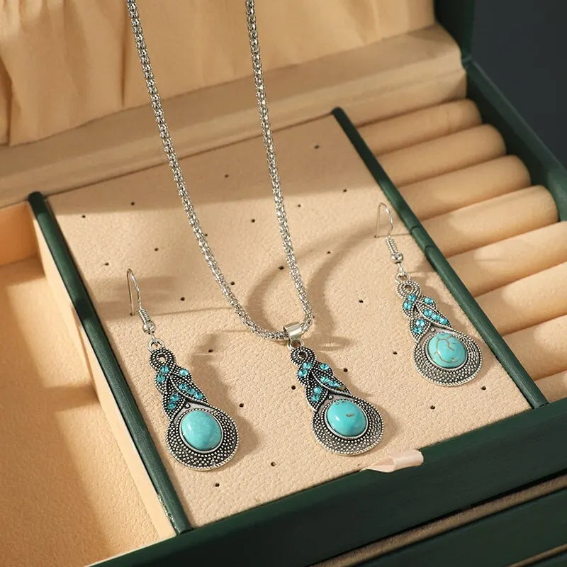 Retro Turquoise Stone Jewelry Collection