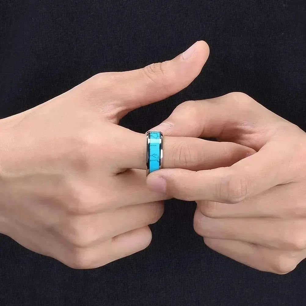Elegant Ring i Rostfritt Stål med Turkos