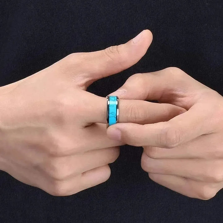 Elegant Ring i Rostfritt Stål med Turkos