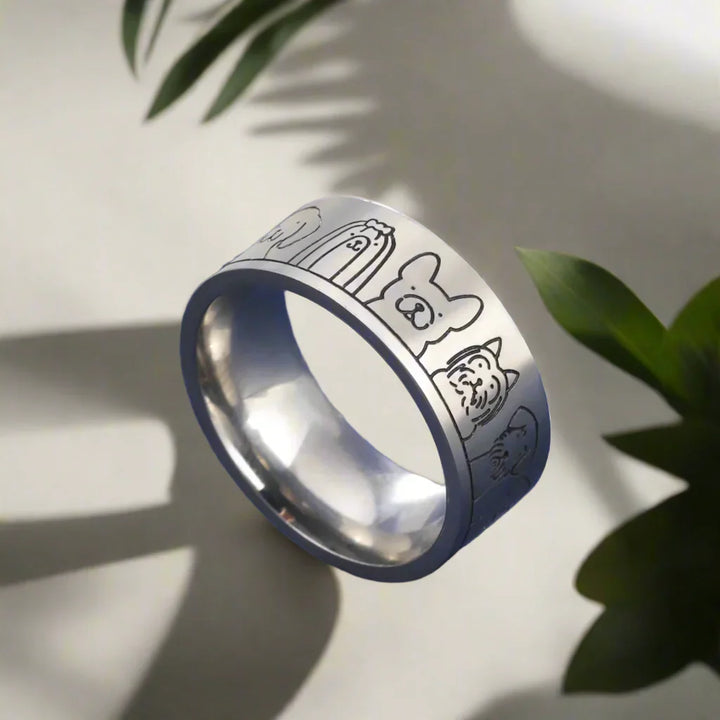 Rostfritt Stål Bred Ring för Hundar – Graverad Design för Henne