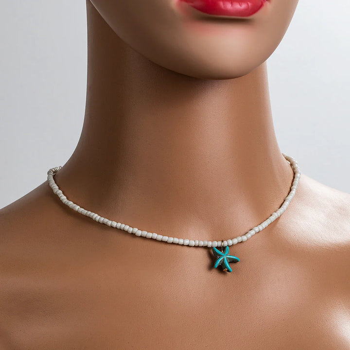 Stylish Bohemian Turquoise Starfish Necklace