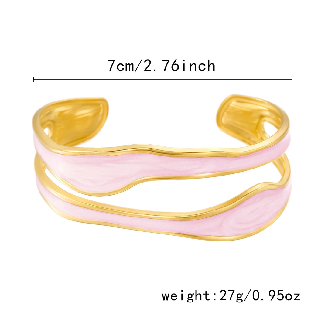Retro Vit Öppen Armband i Rostfritt Stål