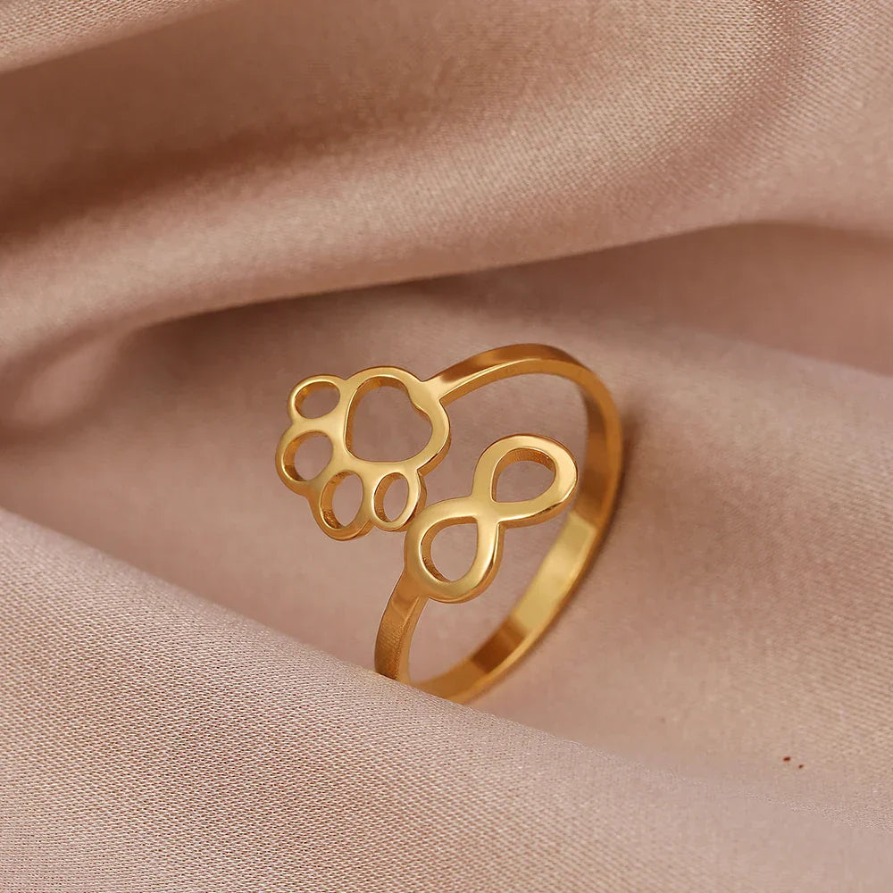 Adjustable Infinity Paw Ring – Stainless Steel