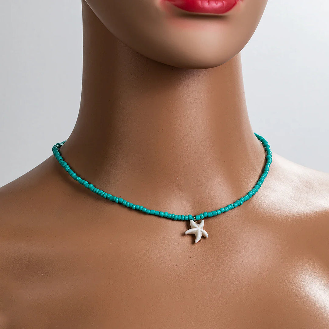 Stylish Bohemian Turquoise Starfish Necklace