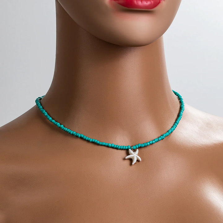 Stylish Bohemian Turquoise Starfish Necklace