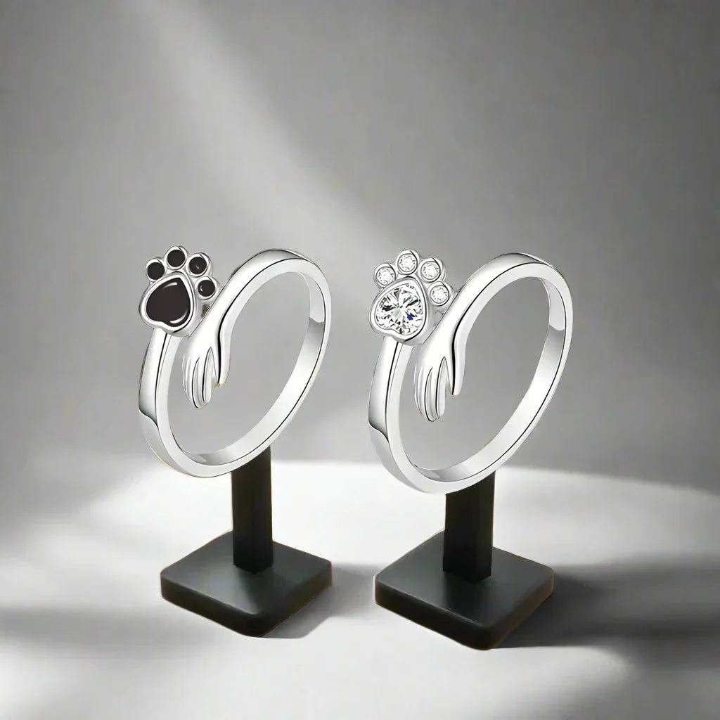 Justerbar Silverring – Design med Hand- och Tassavtryck