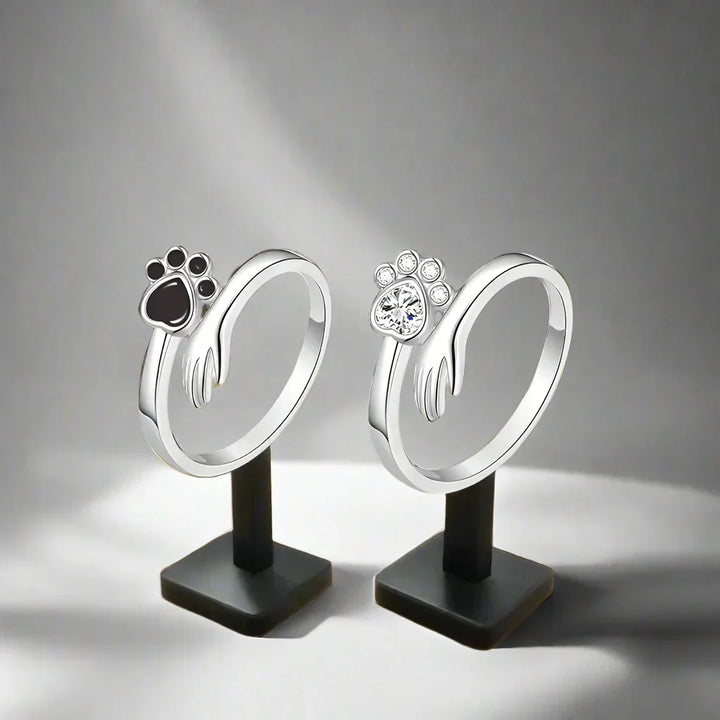Justerbar Silverring – Design med Hand- och Tassavtryck