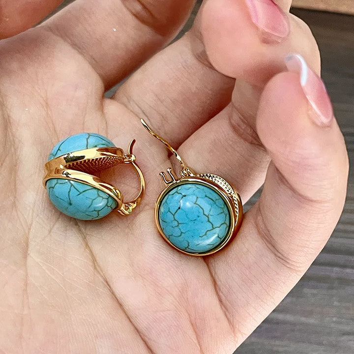Chic Vintage Geometric Turquoise Stud Earrings