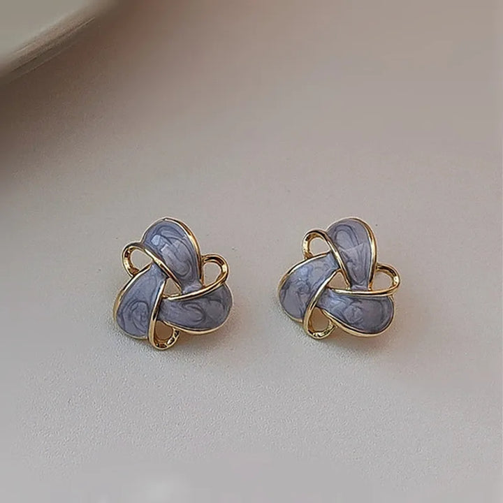 Retro Lila Emaljerade Blomma Hålörhängen