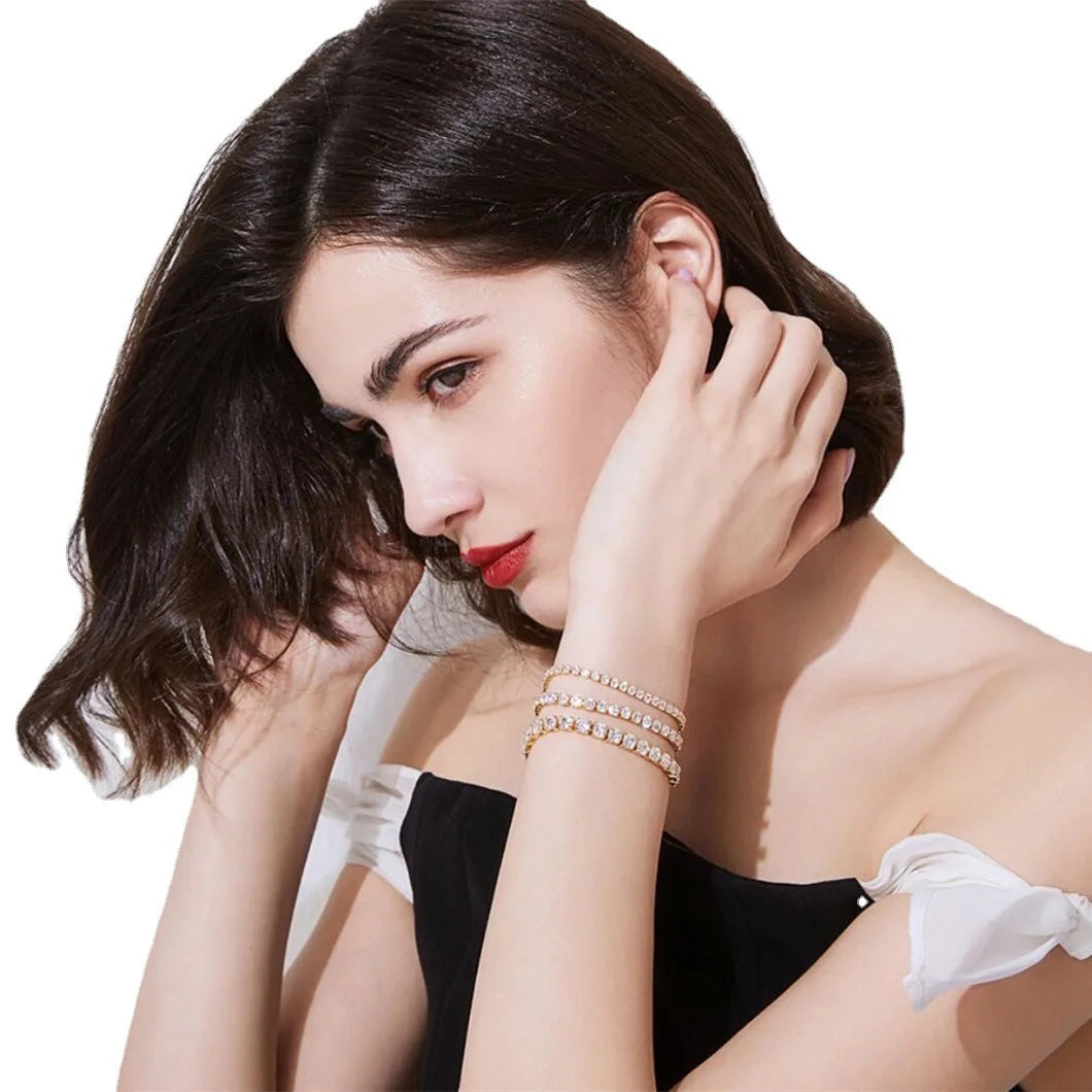 Elegant Gold-Plated Sterling Silver Tennis Bracelet