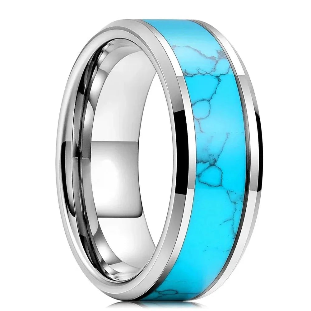 Elegant Ring i Rostfritt Stål med Turkos
