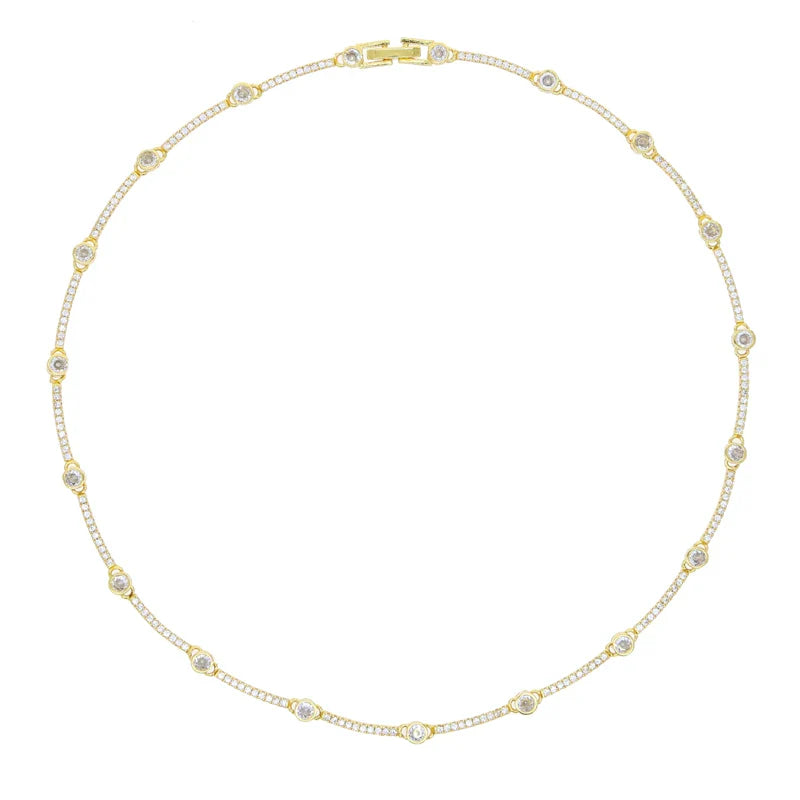 Sofistikerad Tennis Choker med Guld och Cubic Zirconia