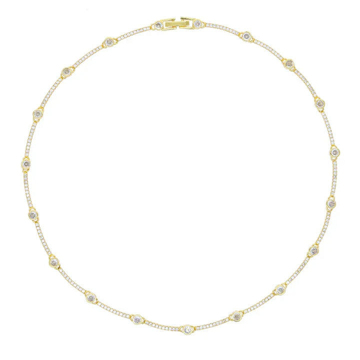 Sofistikerad Tennis Choker med Guld och Cubic Zirconia
