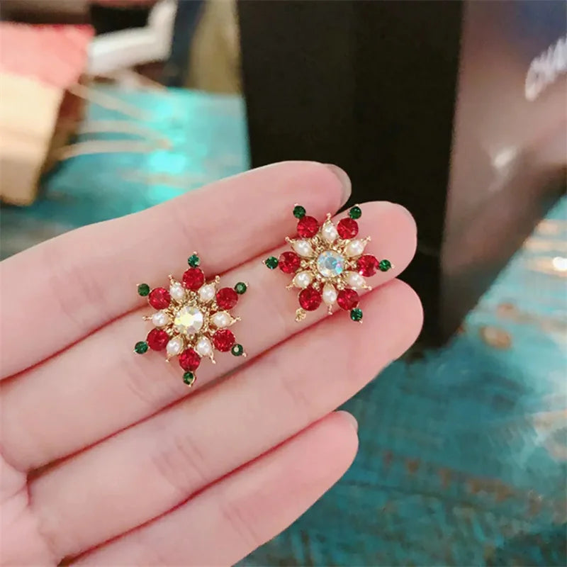 Chic Snöflinga Pärla och Kristall Örhängen
