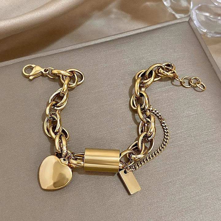 Elegant Chunky Guldarmband i Hjärtformat