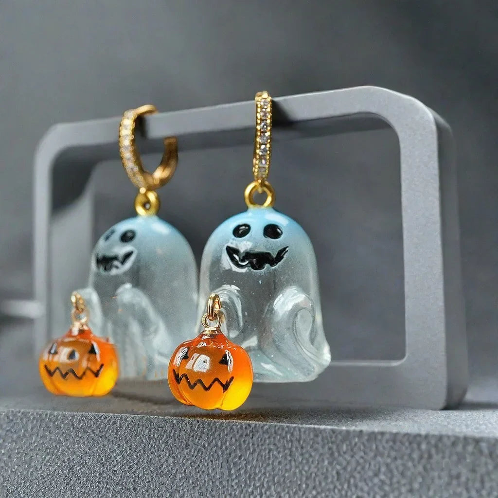 Halloween Spöke och Pumpa Hängande Örhängen