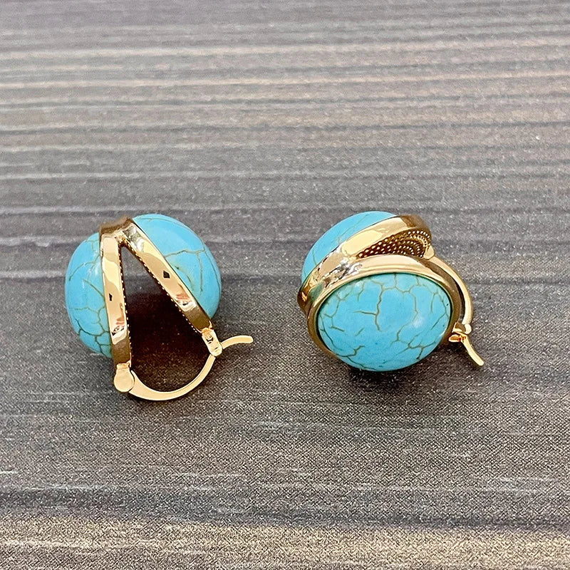 Chic Vintage Geometric Turquoise Stud Earrings