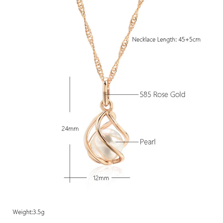 Exklusivt Geometriskt Halsband med Roséguld och Pärlor