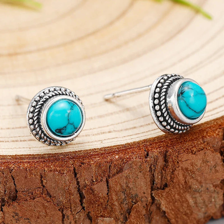 Retro Bohemian Turquoise Imitation Stud Earrings