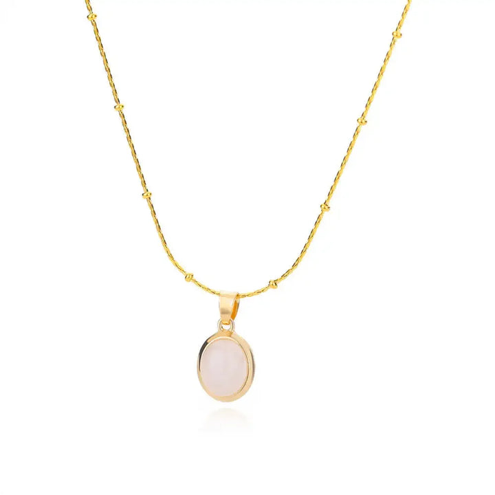 Elegant Guld Rostfritt Stål Vattendroppe Opal Hänge Halsband