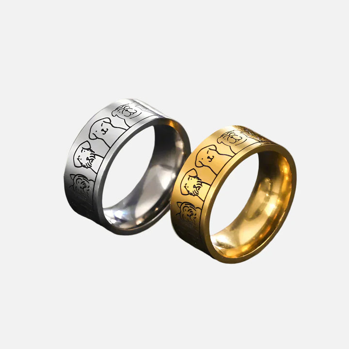 Rostfritt Stål Bred Ring för Hundar – Graverad Design för Henne