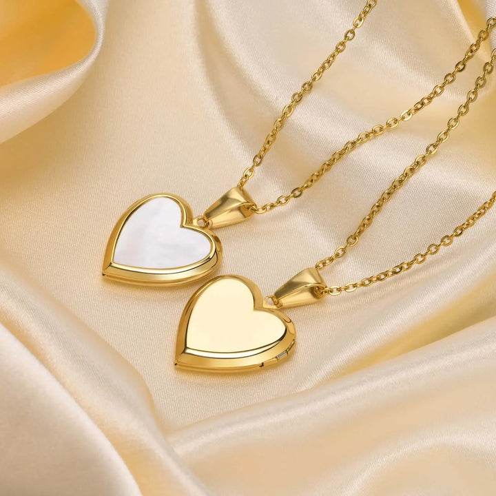Elegant Hjärta Foto Locket i Rostfritt Stål