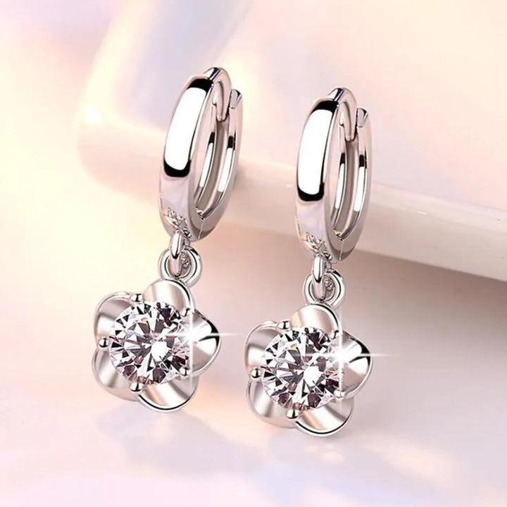 Sterling Silver Lila och Vita Zirkon Örhängen