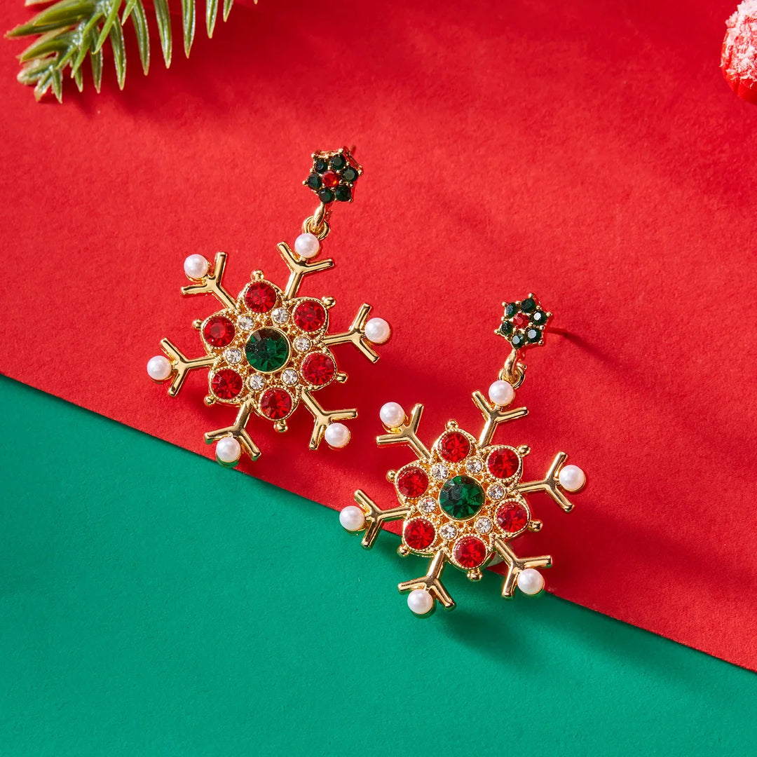 Elegant Crystal Snowflake Stud Earrings
