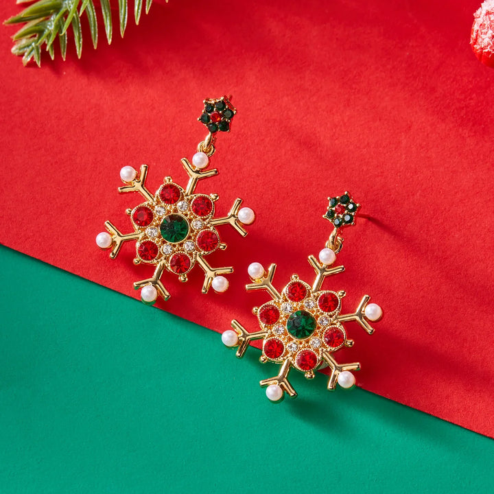 Elegant Crystal Snowflake Stud Earrings