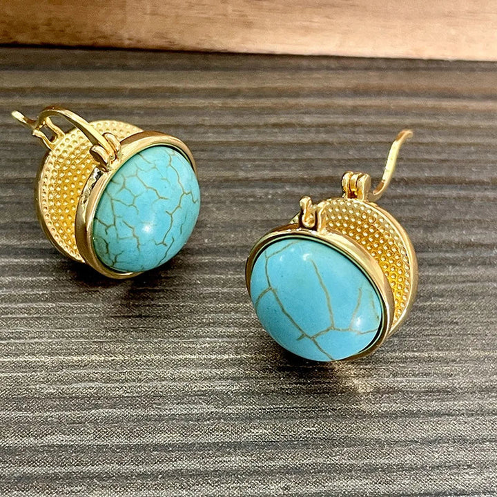 Chic Vintage Geometric Turquoise Stud Earrings