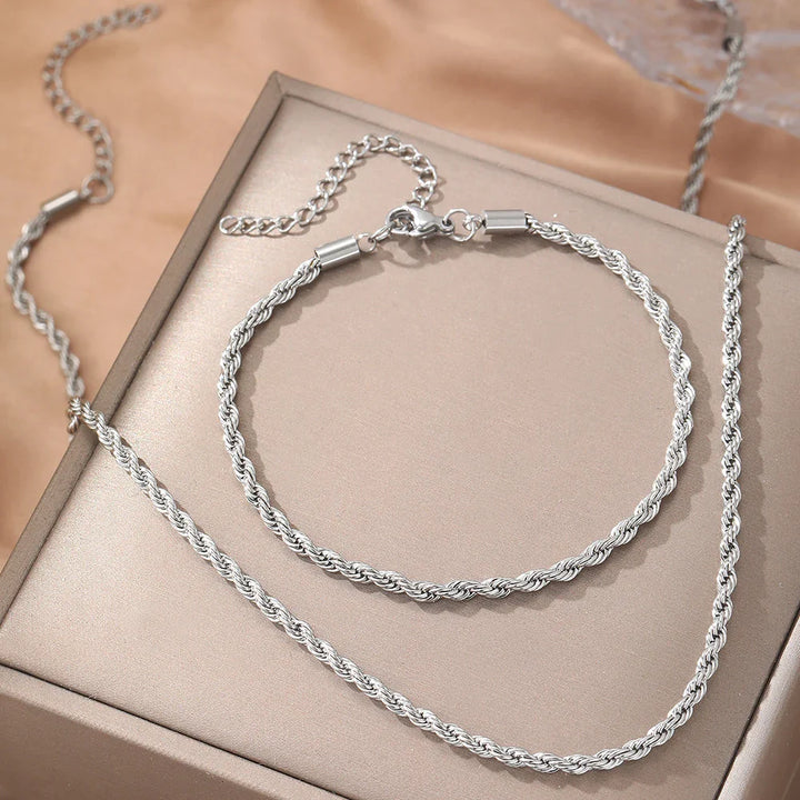 Retro vriden halsband och armband set