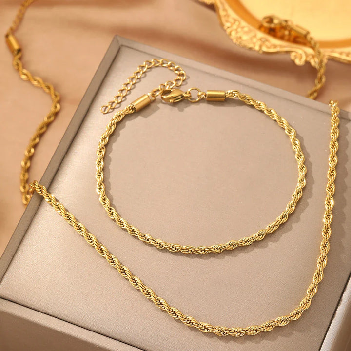 Retro vriden halsband och armband set