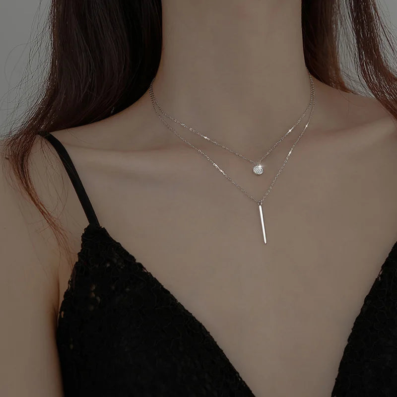 Dubbellager Halsband i Sterling Silver