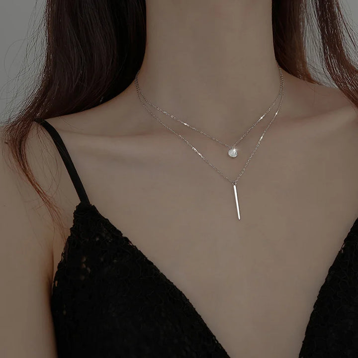 Dubbellager Halsband i Sterling Silver