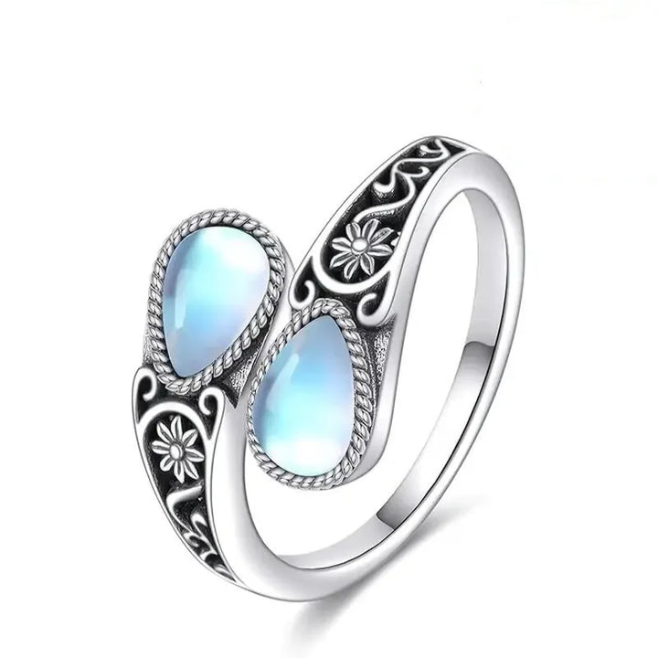Chic Moonstone Flower Ring