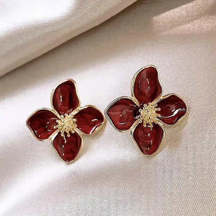 Stylish Retro Drop Glaze Floral Earrings