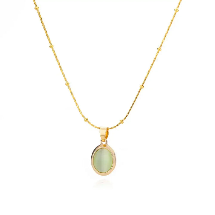 Elegant Guld Rostfritt Stål Vattendroppe Opal Hänge Halsband
