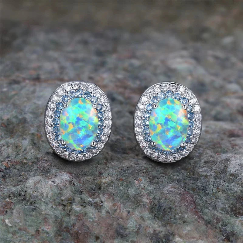 Antika Runda Örhängen med Turquoise Sten
