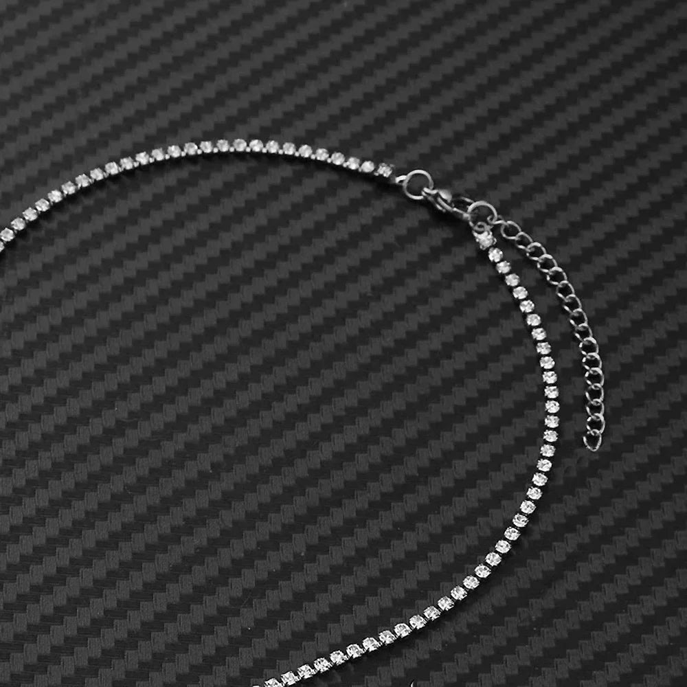 Elegant Guld Rostfritt Stål Tennis Halsband" can be rewritten as "Sleek Gold Stainless Steel Tennis Necklace.