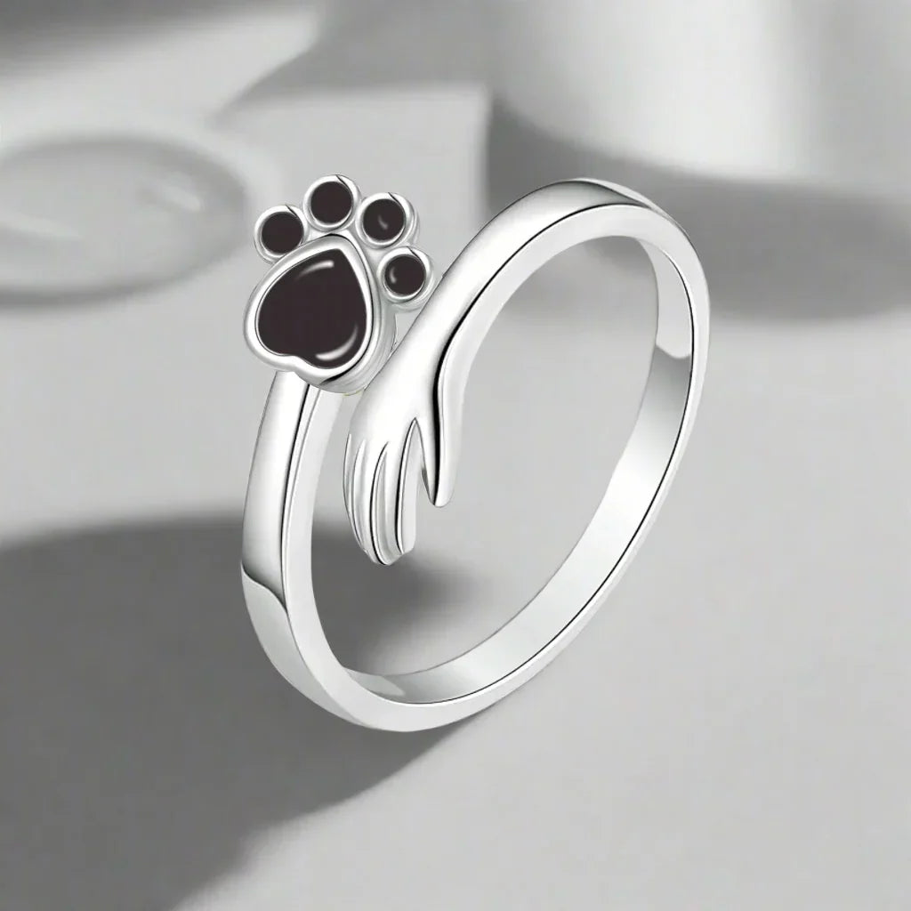 Justerbar Silverring – Design med Hand- och Tassavtryck