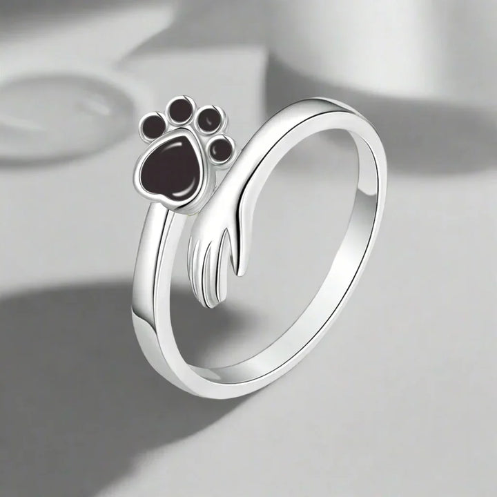 Justerbar Silverring – Design med Hand- och Tassavtryck