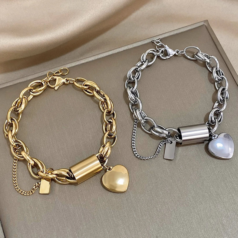 Elegant Chunky Guldarmband i Hjärtformat