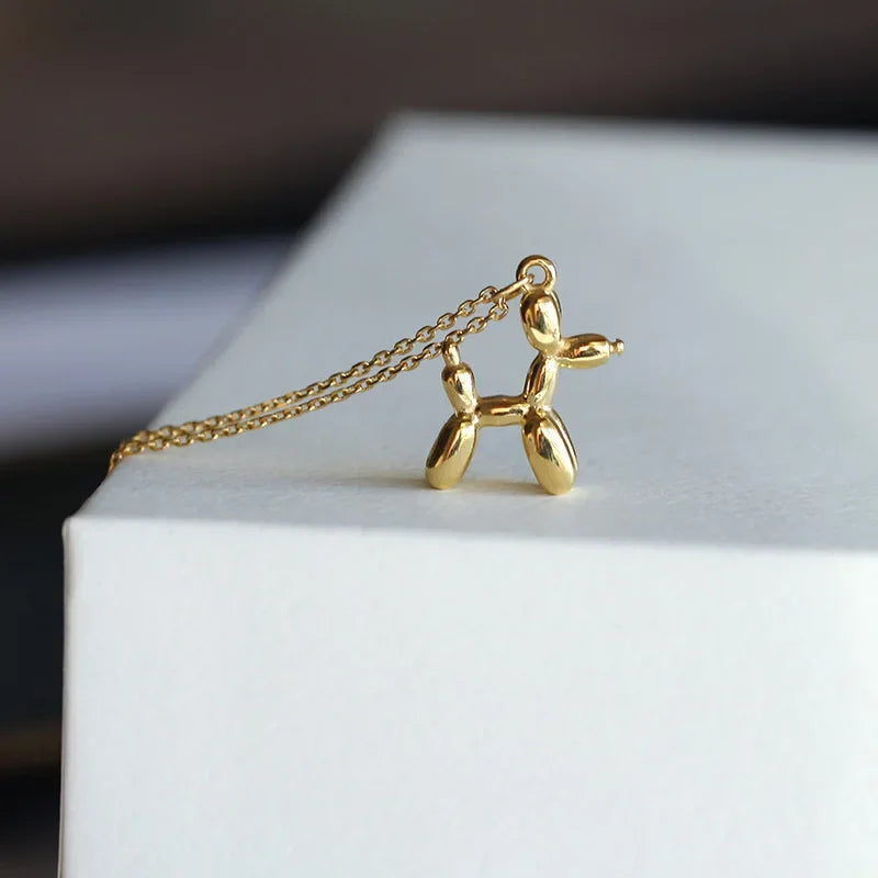 Gold-Plated Balloon Dog Pendant Necklace