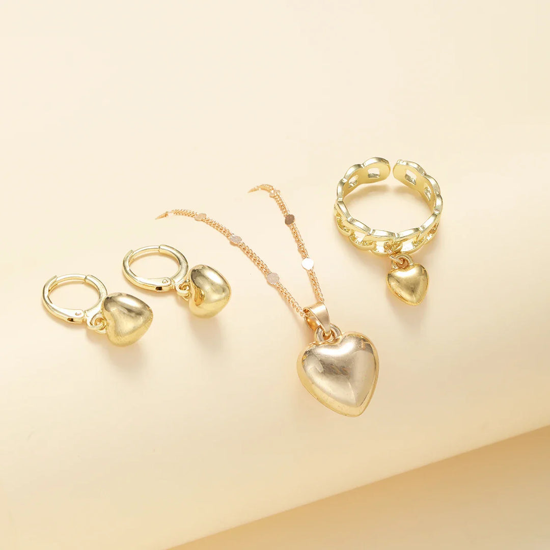 Retro Heart Pendant Jewelry Set