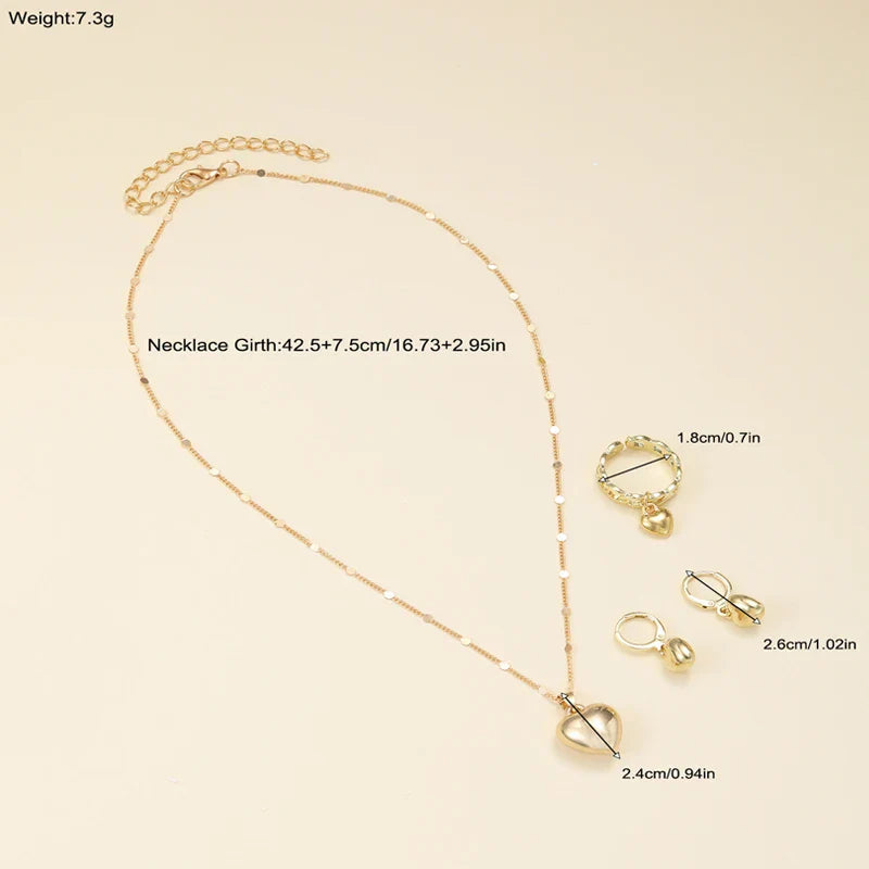 Retro Heart Pendant Jewelry Set