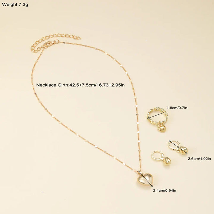Retro Heart Pendant Jewelry Set