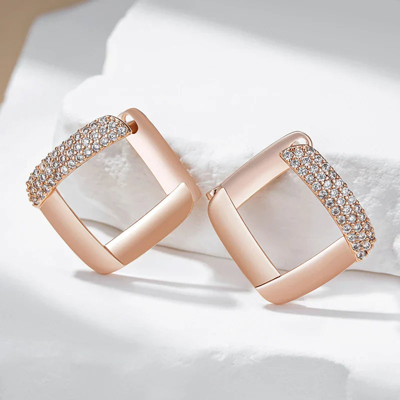 Eleganta Roséguldsörhängen med Zirkonia
