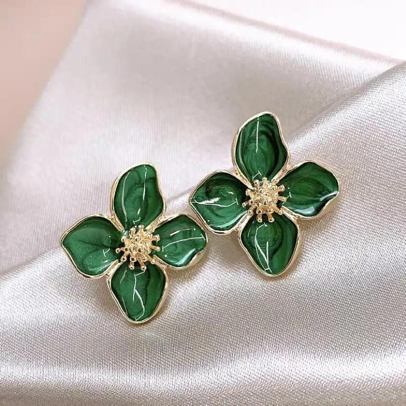 Stylish Retro Drop Glaze Floral Earrings